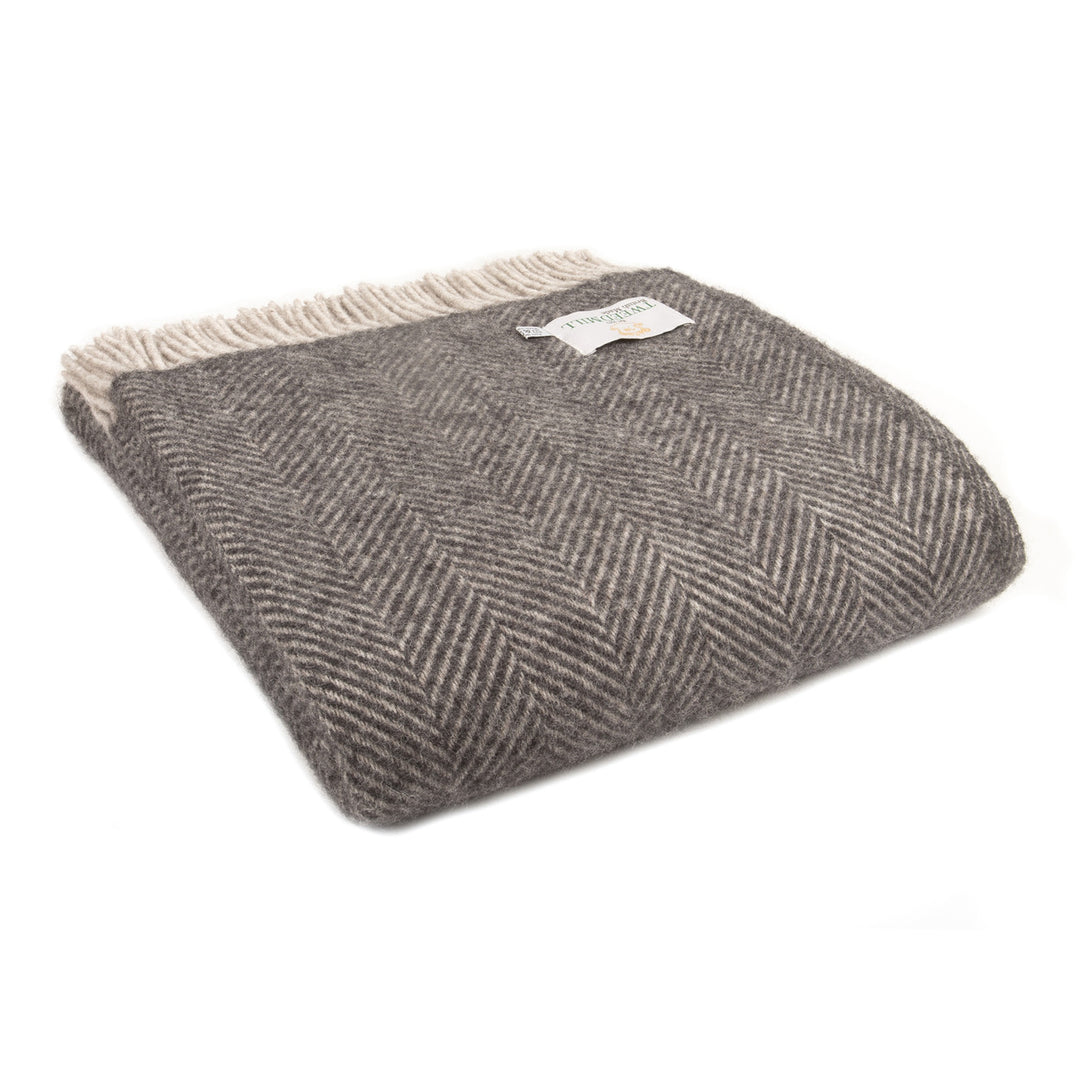 Tweedmill Herringbone pure wool charcoal/silver