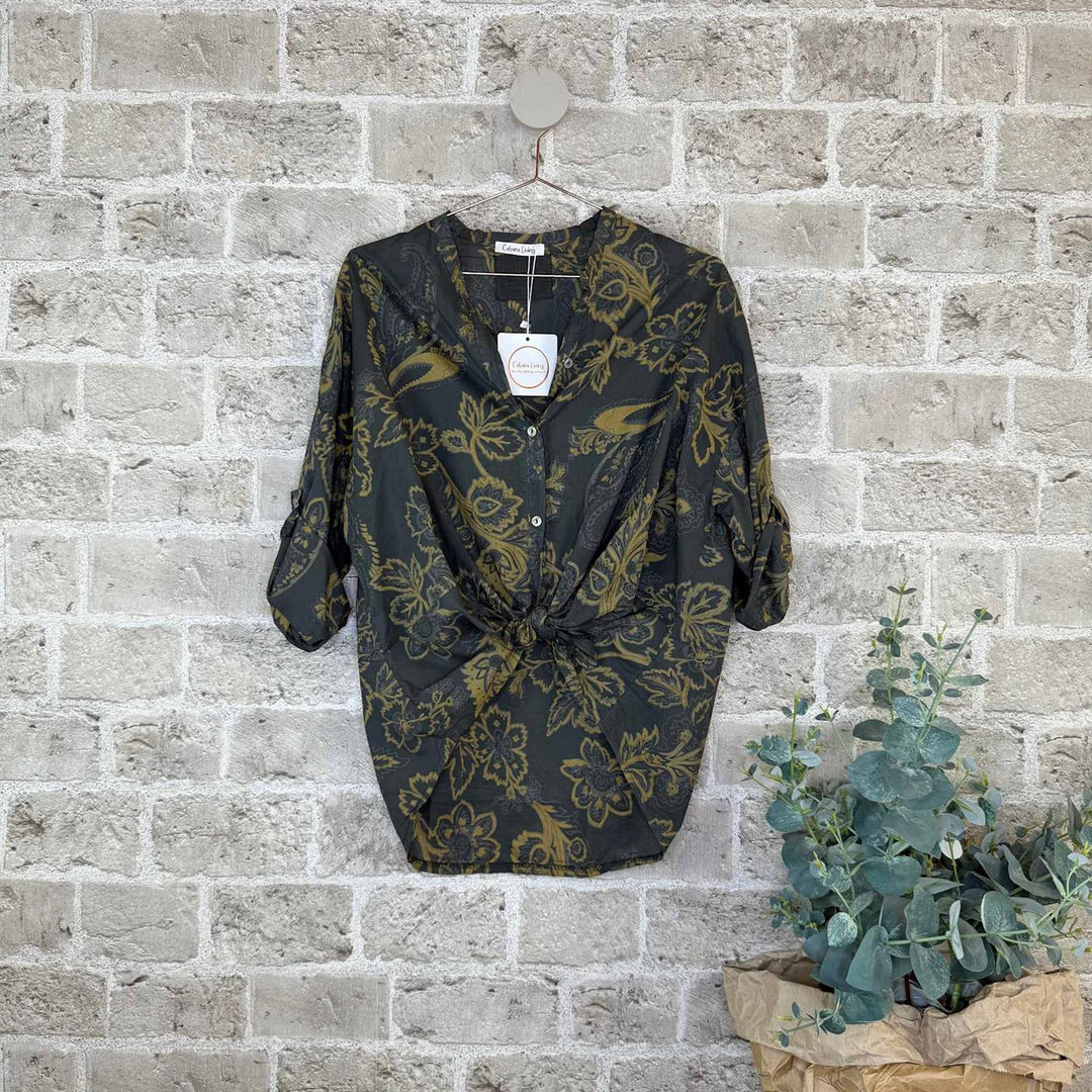Mallie mønstret bluse sort