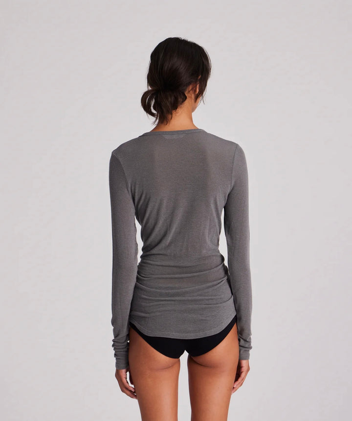 Thyra L/S wool top dark gull grey