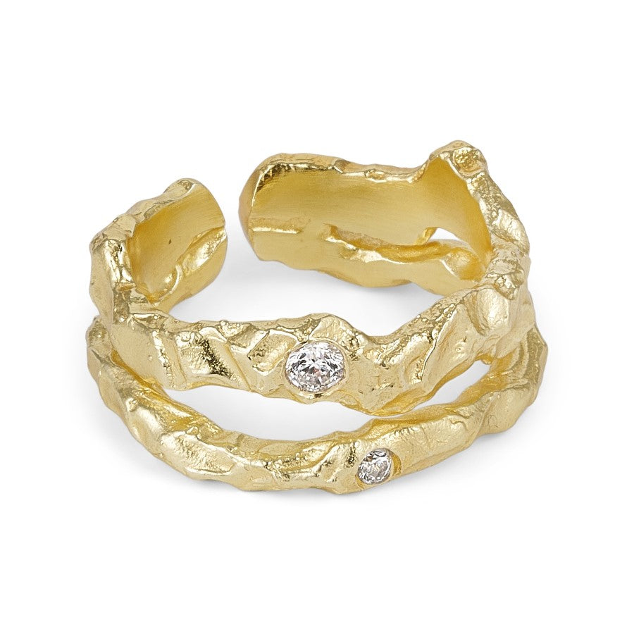 Dobbelt foil Ring med zirkoner fogylt