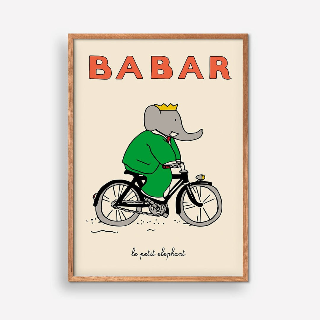 Babar bicycle 30 x 40 - Jean de Brunhoff