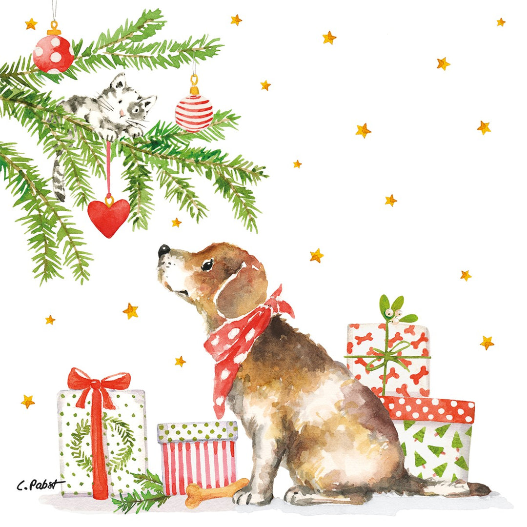 Papirserviett Christmas dog