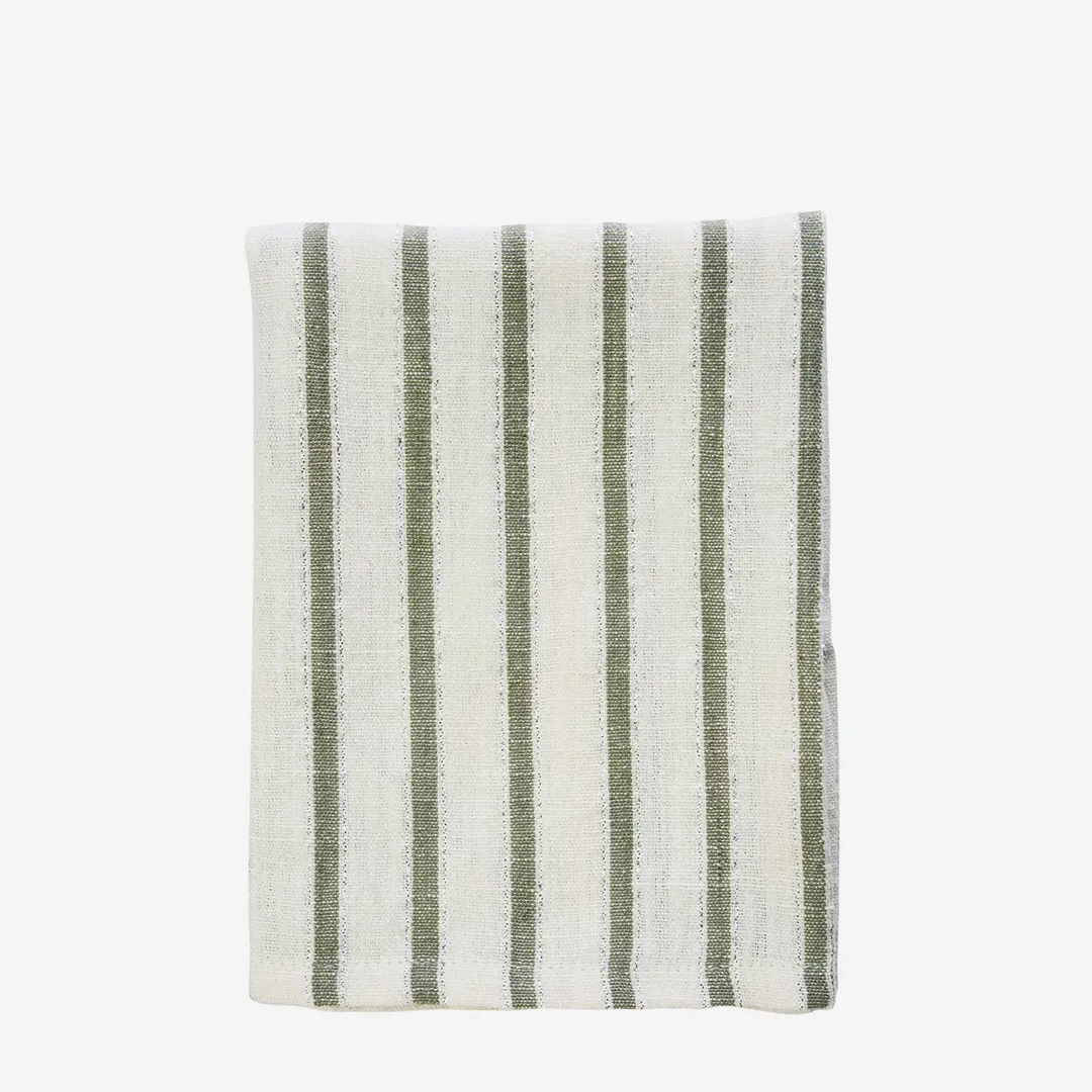 Kjøkkenhåndkle stripet off white/grønn