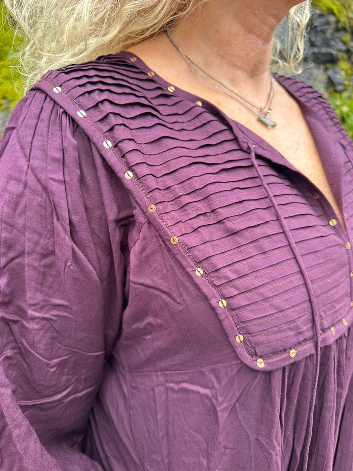 Amalia lang smekkekjole aubergine