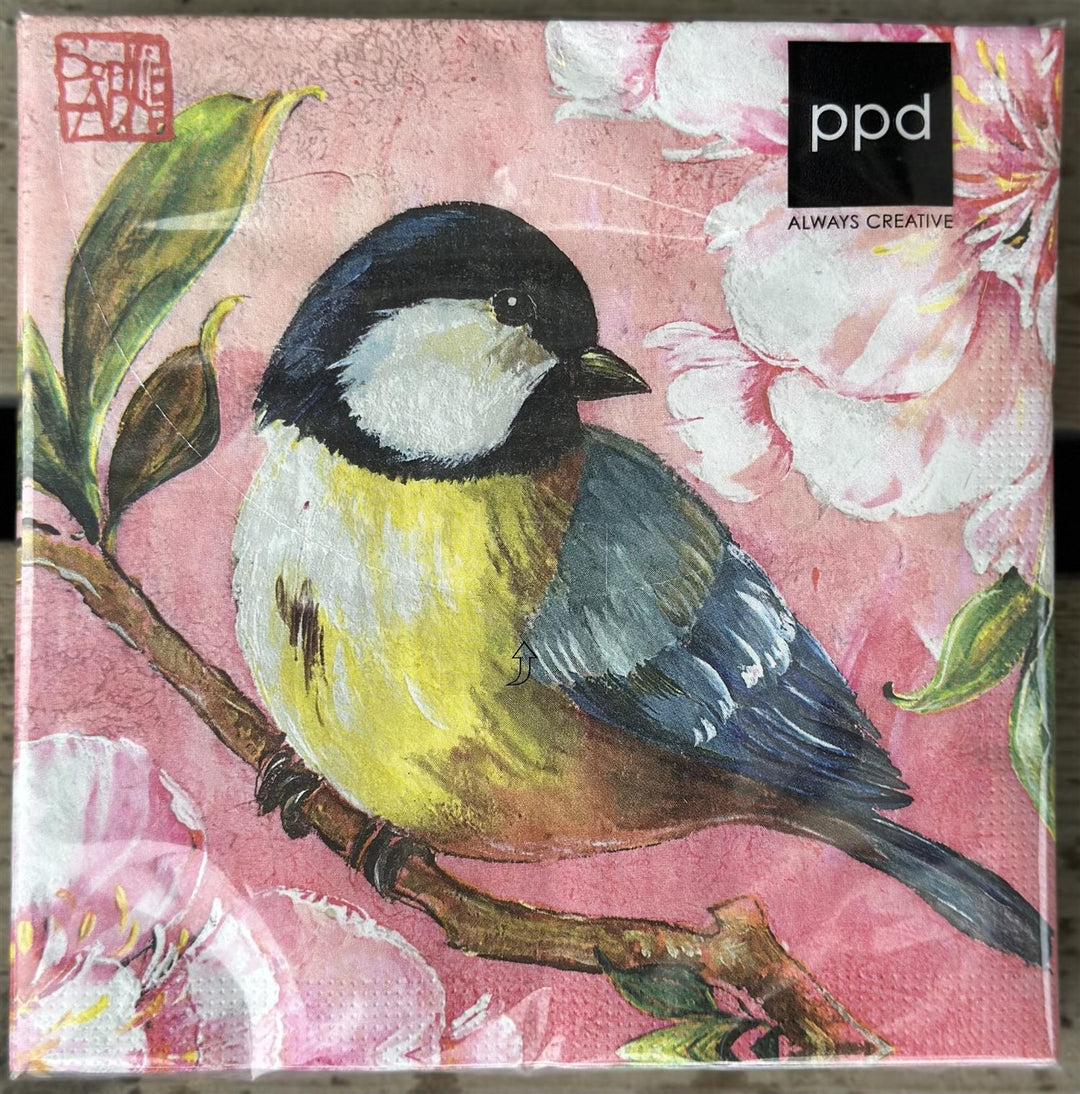 Papirserviett Oiseau en rose