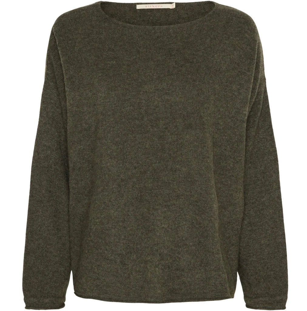 Pure oversized cashmere genser army green melange