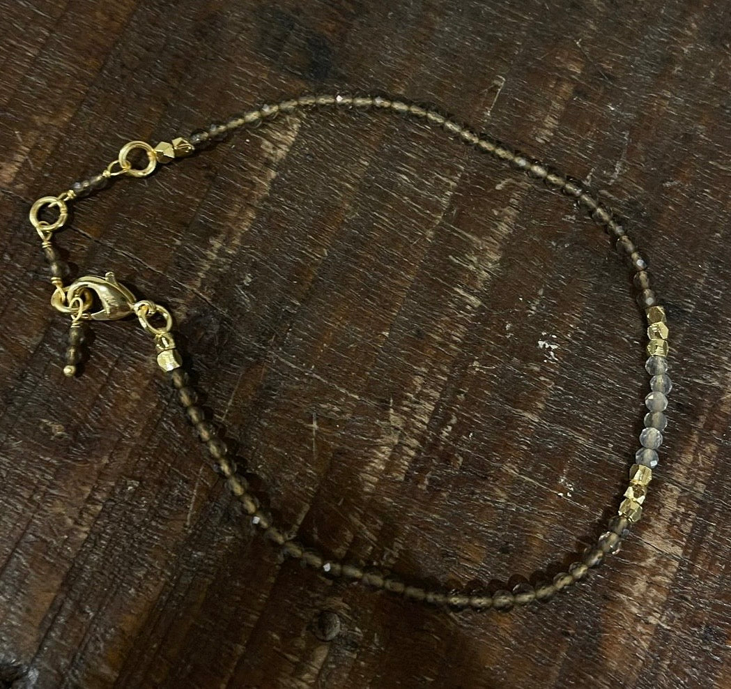 Armbånd goldplated smoky quarts