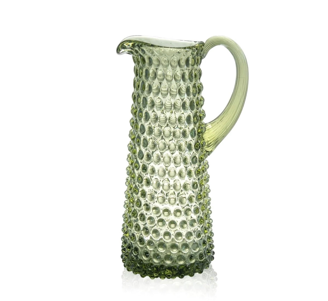Hobnail tall jug olive green