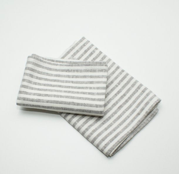 Kjøkkenhåndkle stripet natur/off white