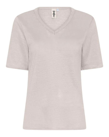 Linen v-hals t-skjorte 100% lin chateuagrey