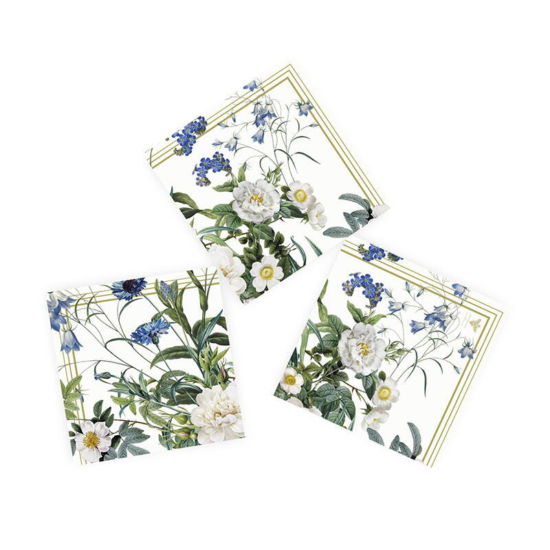Papirserviett blue flower garden