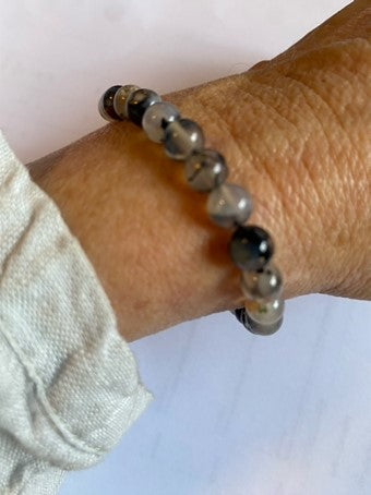 Armbånd agat i gråtoner