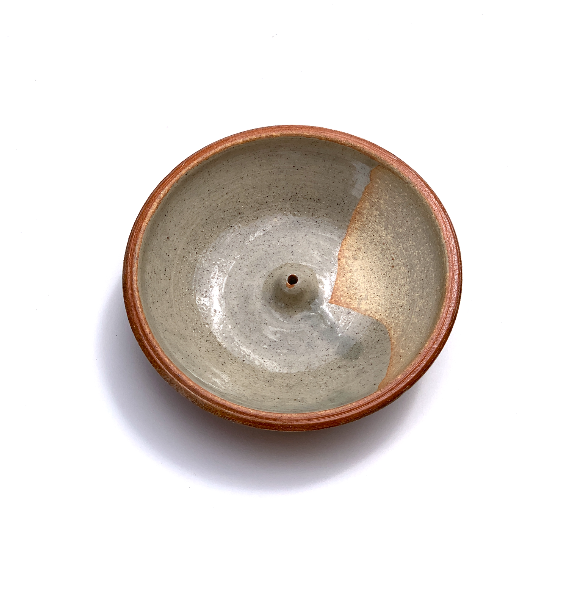 Stoneware woodfire holder celadon