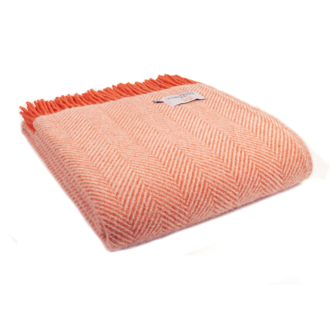 Tweedmill Herringbone pure wool flamingo/pearl