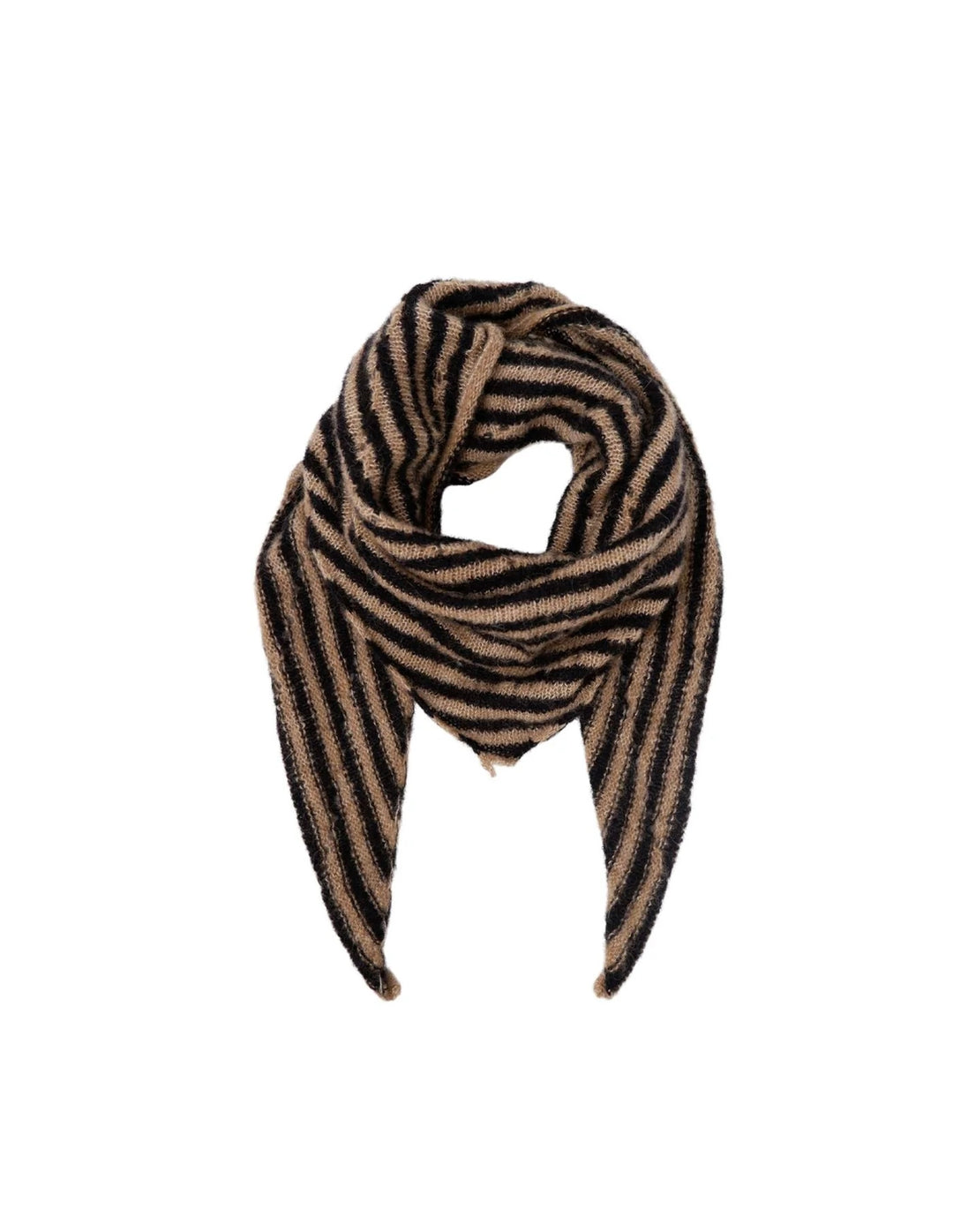 Dell strikket skjerf mini stripet black/ camel