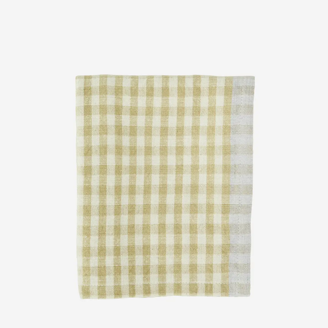 Kjøkkenhåndkle rutet off white/oker