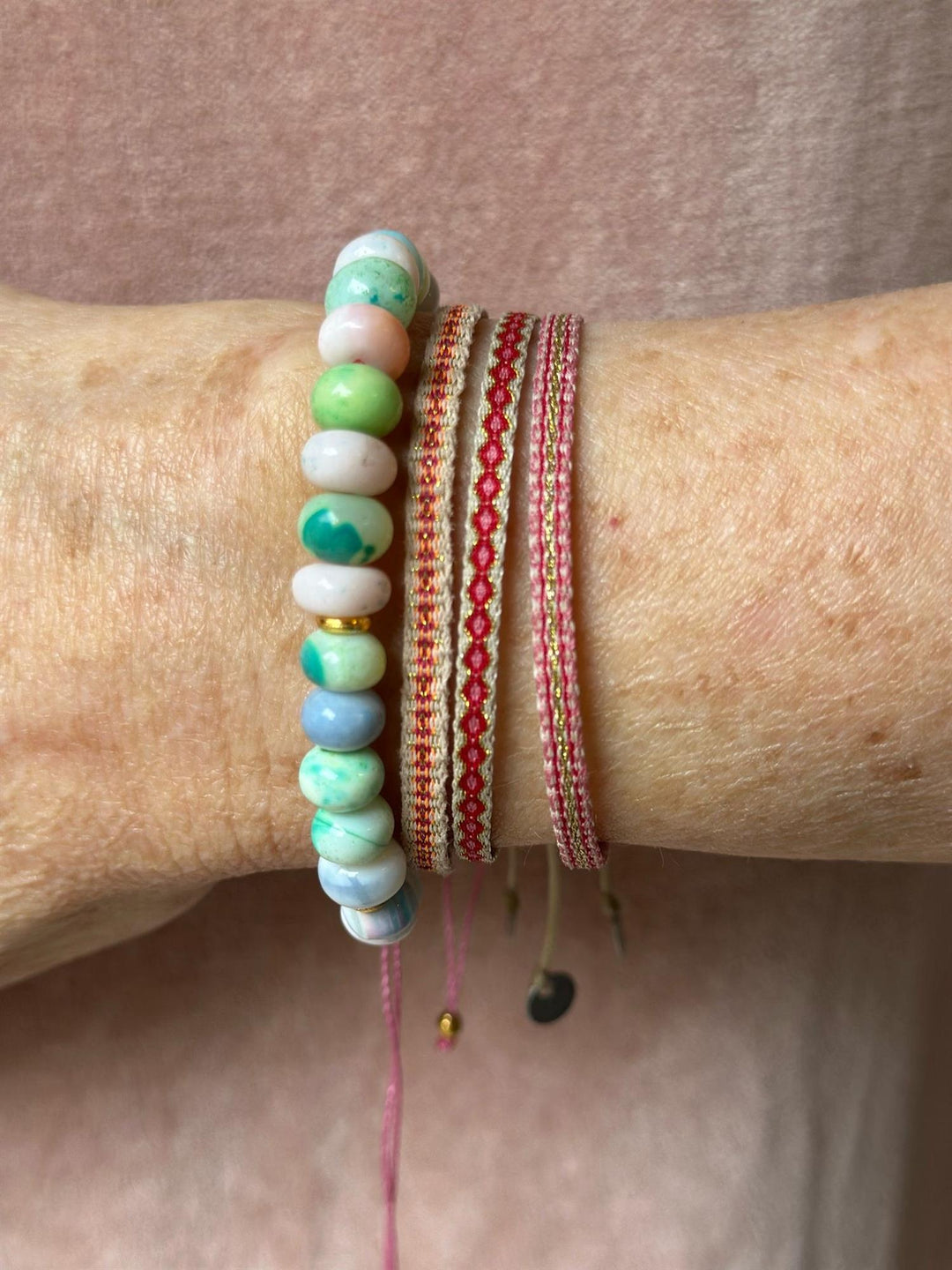 Opal armbånd pastell mix