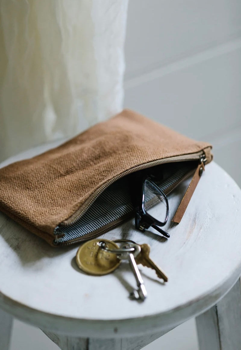 Pung vasket jute camel Small