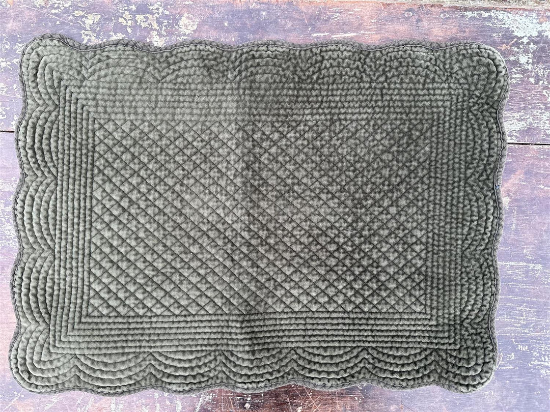 Spisebrikke avlang velur 35x50 cm Military green
