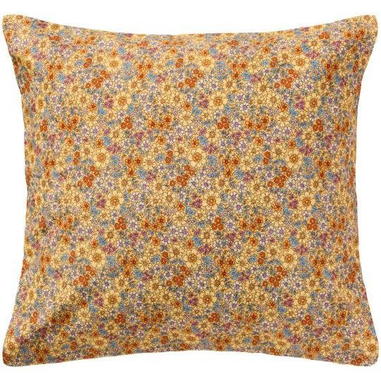 Putetrekk 60x60 cm 100% bomull gul, blå og orange blomstermønster