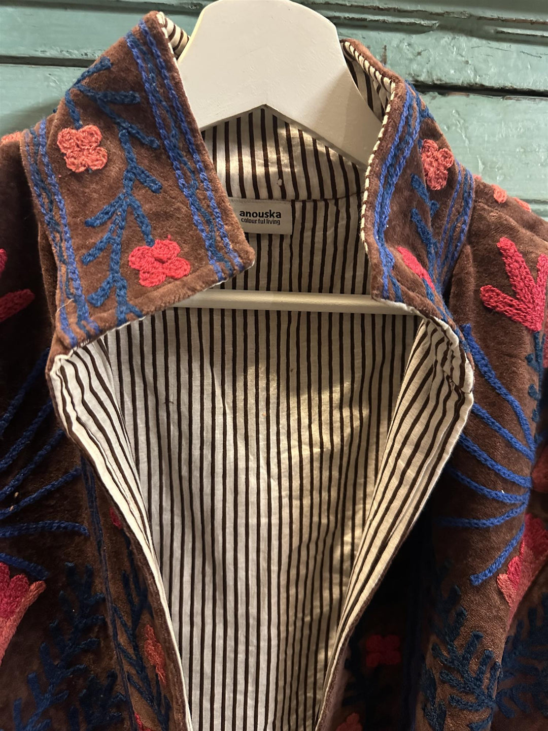 Lang brodert velur kimono nr 4