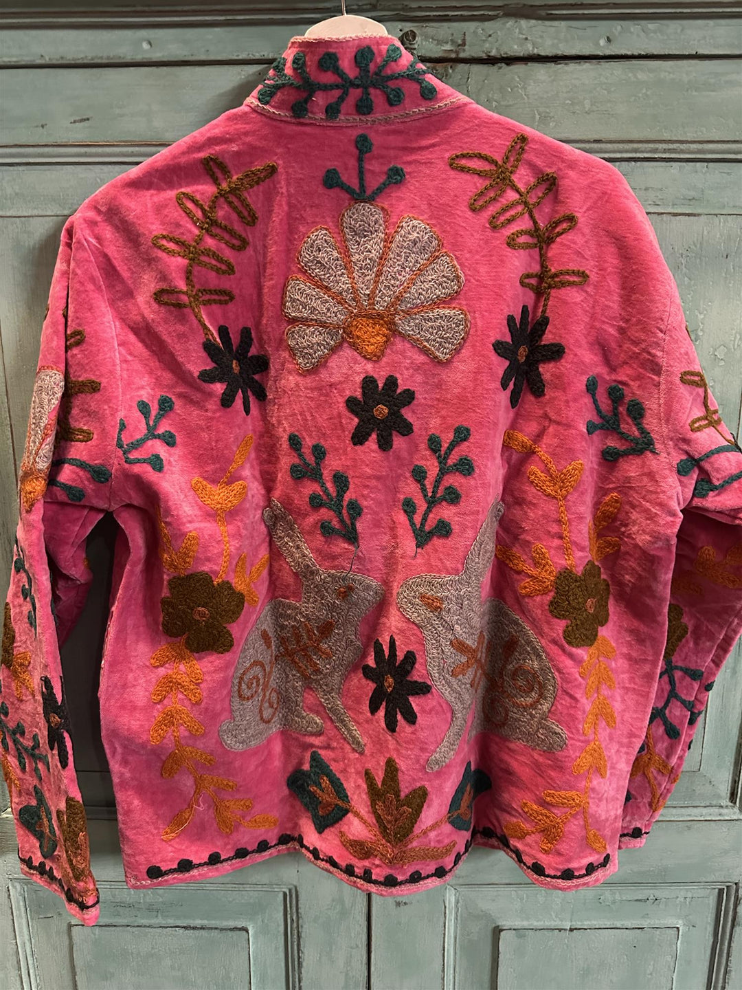 Anouska jakke velur med broderier pink