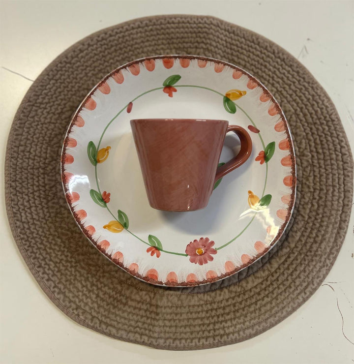 Spisebrikke velur rund Ø: 40 cm latte