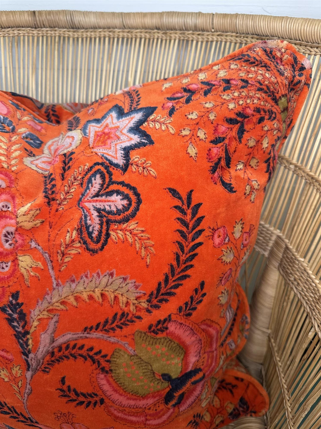 Putetrekk 50 x 50 cm velur blomster orange