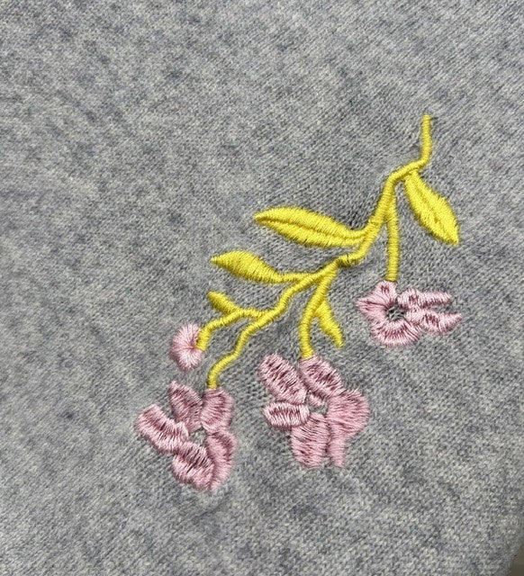 Rosas skjerf cashmere blomst dekor grå