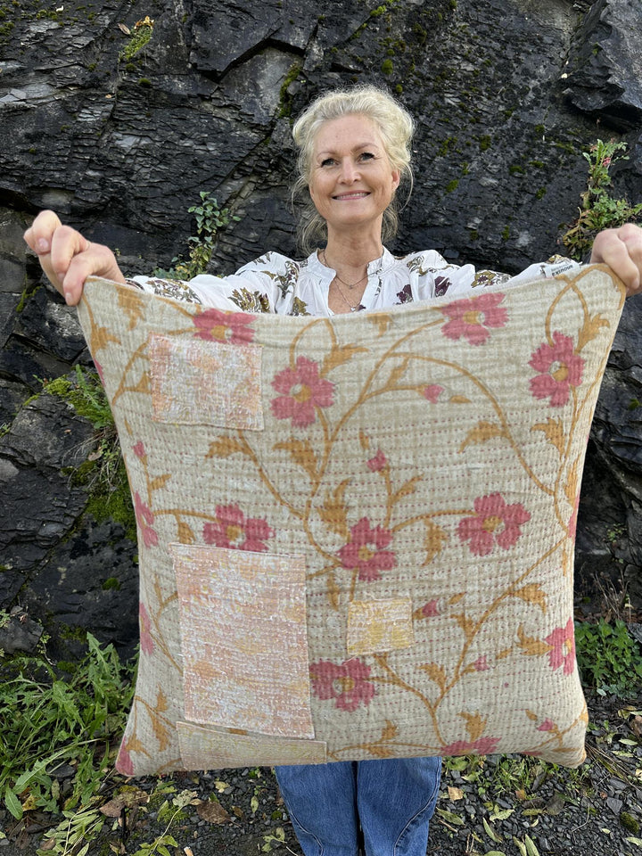 Putetrekk vintage kantha 50x50 cm Nr 96