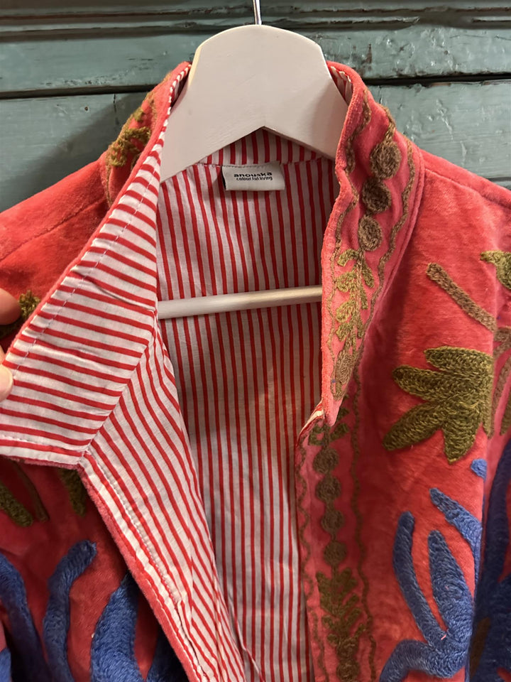 Anouska jakke velur med broderier coral