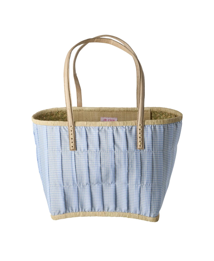 Raffia bag Medium check blue vichy