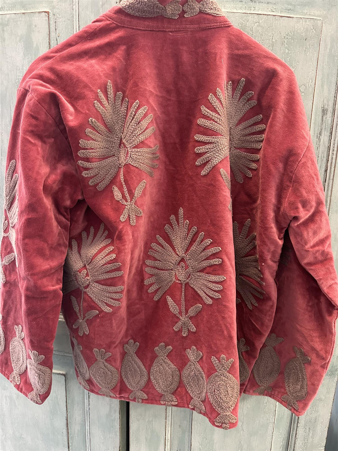 Anouska jakke velur med broderier gammel rosa