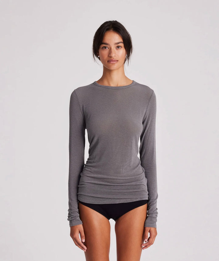 Thyra L/S wool top dark gull grey