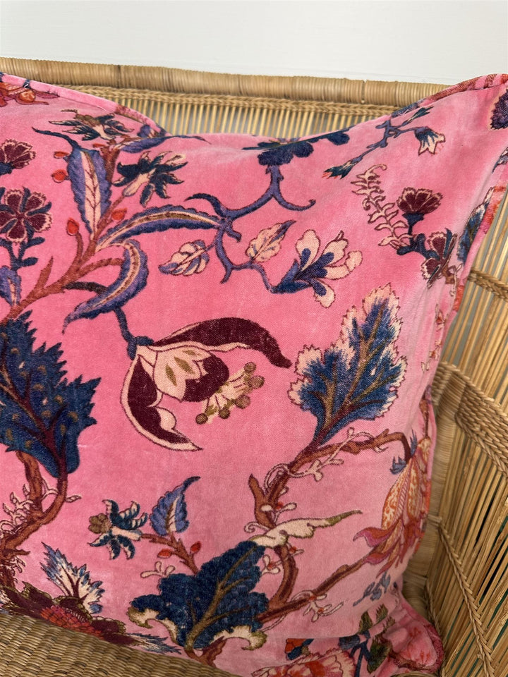 Putetrekk 50 x 50 cm velur blomster pink