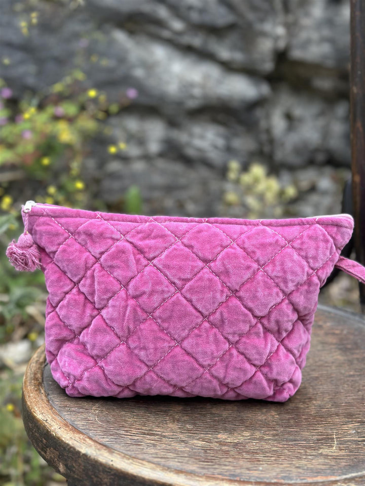 Toalettmappe velur rosy pink