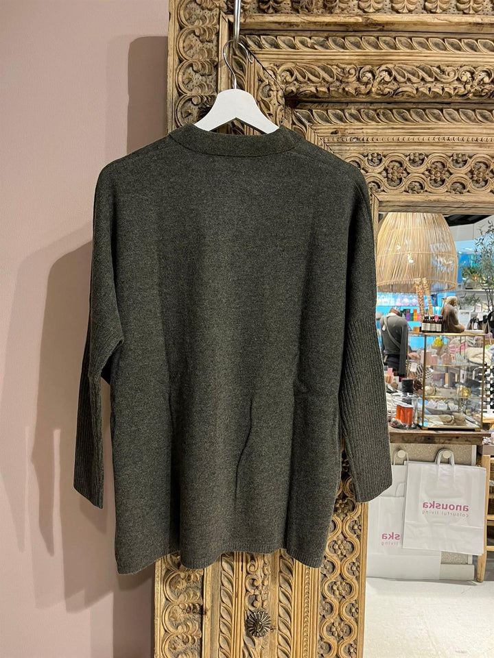 Andrea cashmere jakke med krage ash