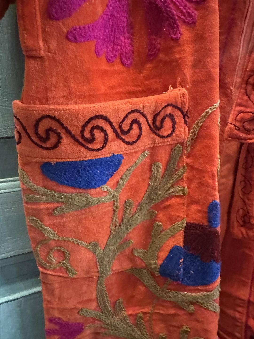 Lang brodert velur kimono nr 5