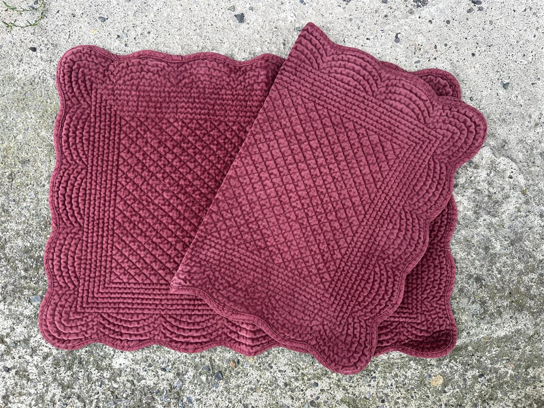 Spisebrikke avlang velur 35x50 cm  Port wine