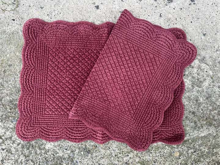 Spisebrikke avlang velur 35x50 cm  Port wine