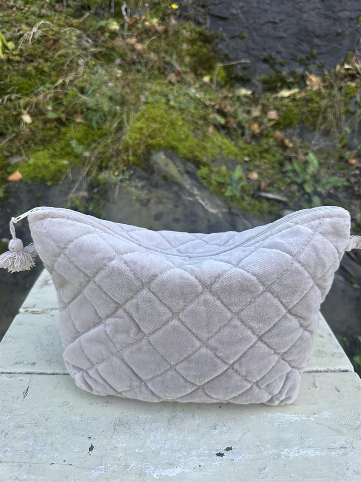 Toalettmappe velur grey beige NY
