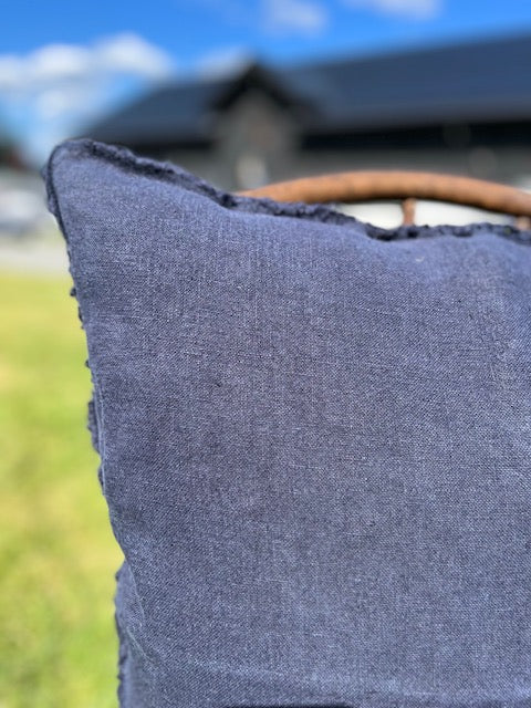 Putetrekk 100% lin 50x50cm navy