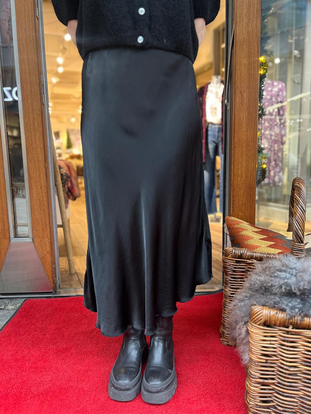 Skjørt Jupe sateng noir