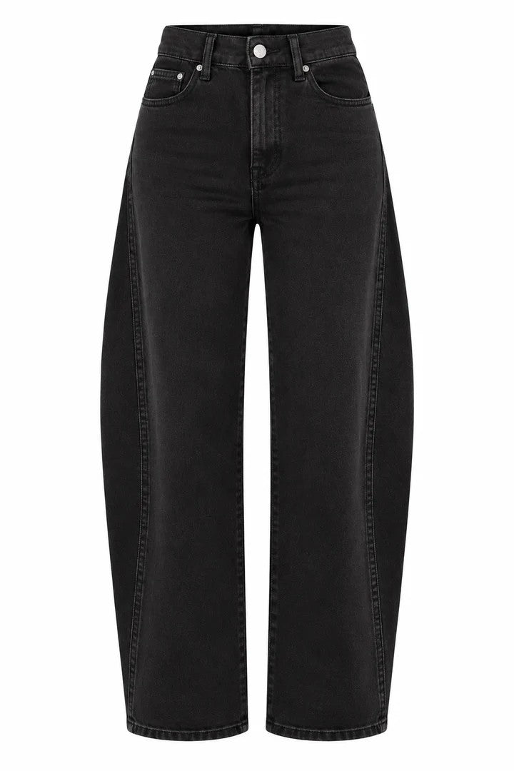 Bukse barrel jeans sort