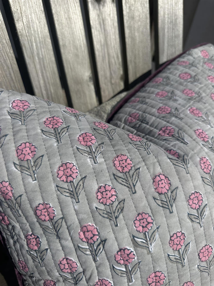 Putetrekk vintage kantha blokktrykket bakside 50x50 cm Nr 1
