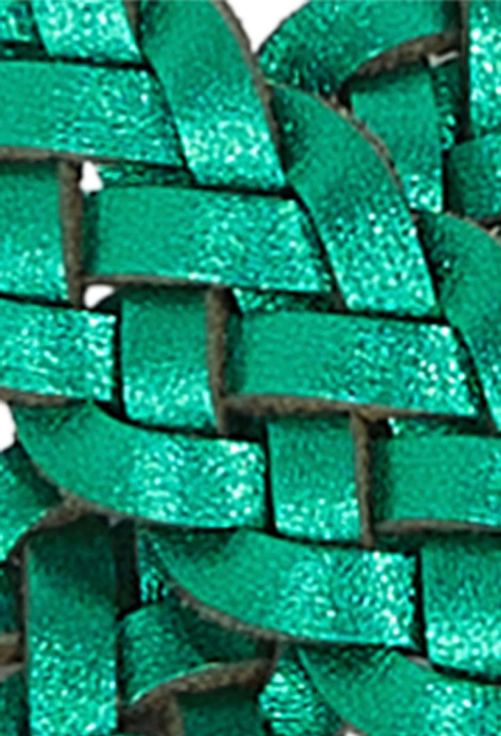 Flettet glitter skinnbelte cameo green 95 cm