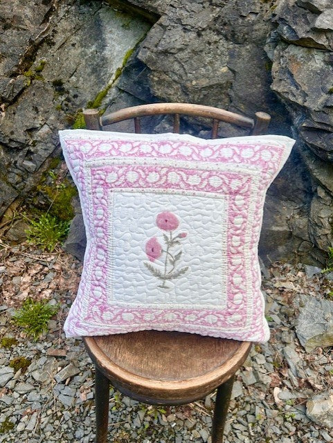 Vattert putetrekk blokktrykket 50 x 50 cm