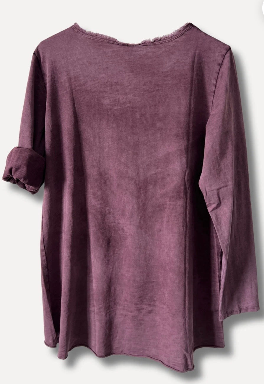 V-classic long sleeve washed Plumi