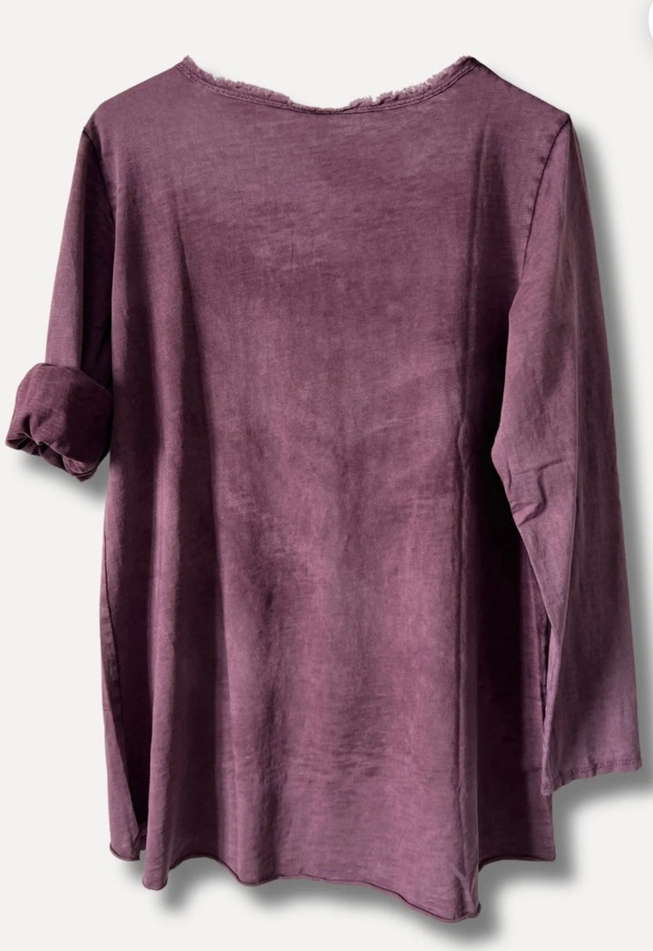 V-classic long sleeve washed Plumi