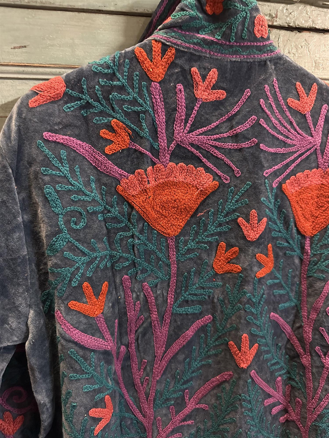 Lang brodert velur kimono nr 2